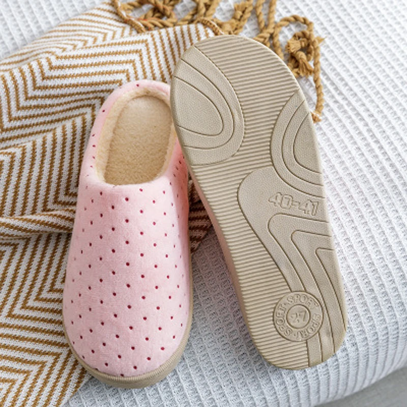 

Bescone Women Winter Slippers Fashion Polka Dot Warm Indoor Fur Slippers B9