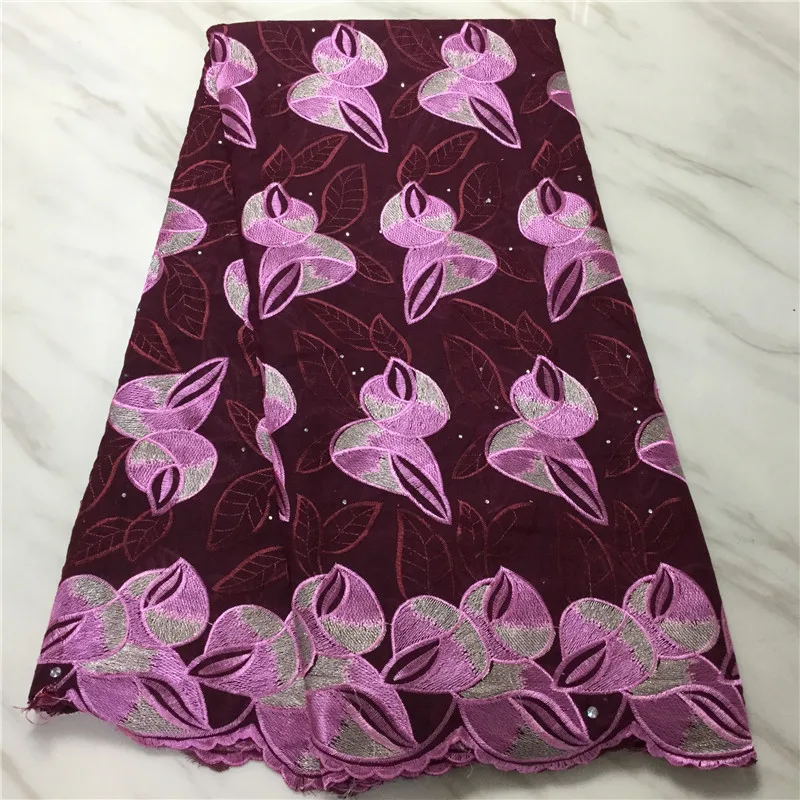 

Blessing Swiss voile Lace Fabric 100% Cotton Embroidery High Quality African French Laces Fabrics For Wedding Dress 5 Yards