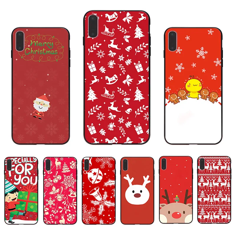 

Cute Christmas Elk Phone Case Cartoon Shell For Iphone 11 Pro Max XS 12 Mini Mobile SE 2020 XR X Cover 8 7 Plus 5S 6S 6 5S Coque