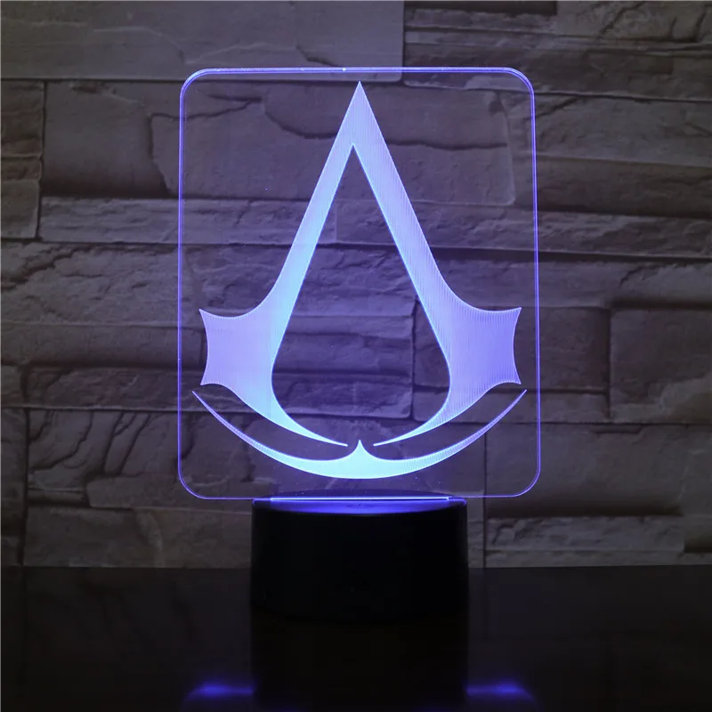 Assassins Creed, игровой дизайн, 3d светодиодный Ночной светильник, подарок для детей, декор для спальни, меняющий цвета, для кабинета, Ночной светильник, лампа, Прямая поставка