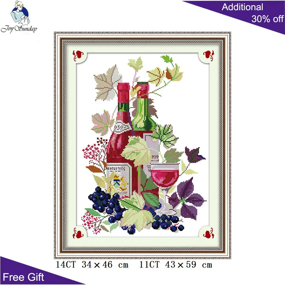 Joy Sunday винная вышивка крестиком J010J022J026J046 бокал для вина розы красное вино вкус