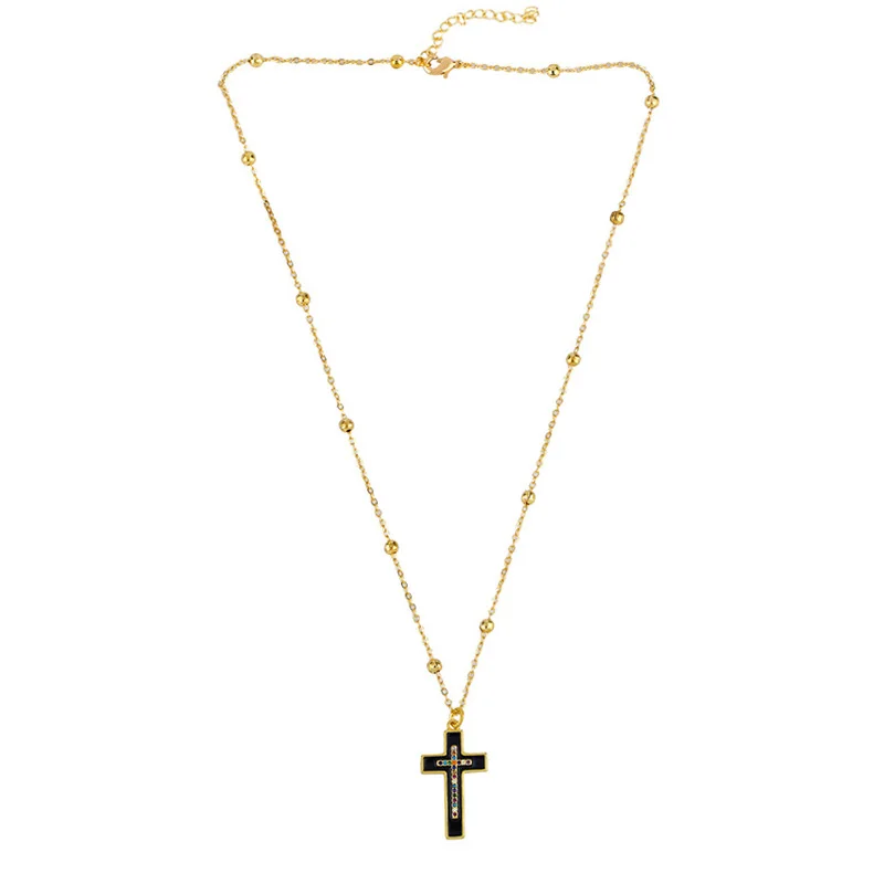 

High Quality Womens Cross Necklace Pendant Gold Color Crystal Zircon stone Necklace For Women Bijoux Jewelry Best Gift