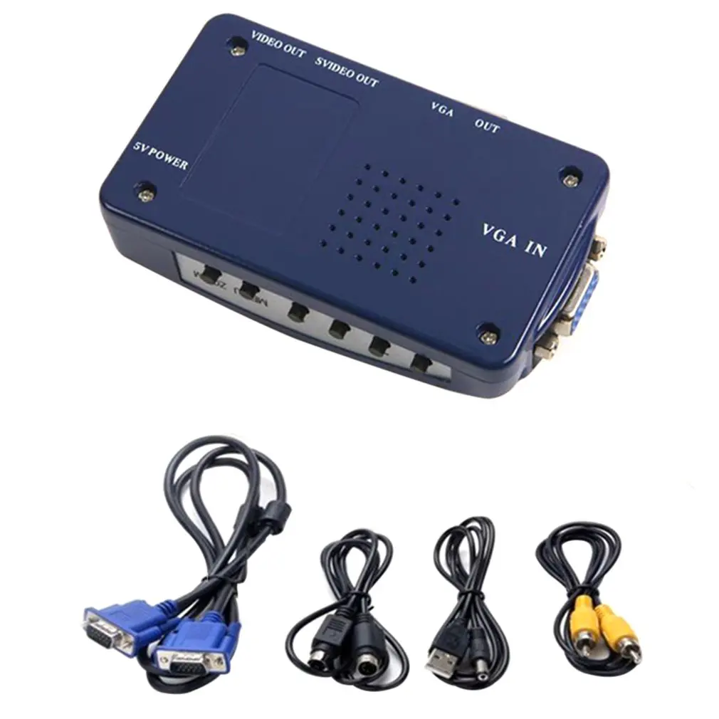 Plug & Play портативный размер VGA к RCA Коробка Переключения ПК ТВ AV монитор Композитный