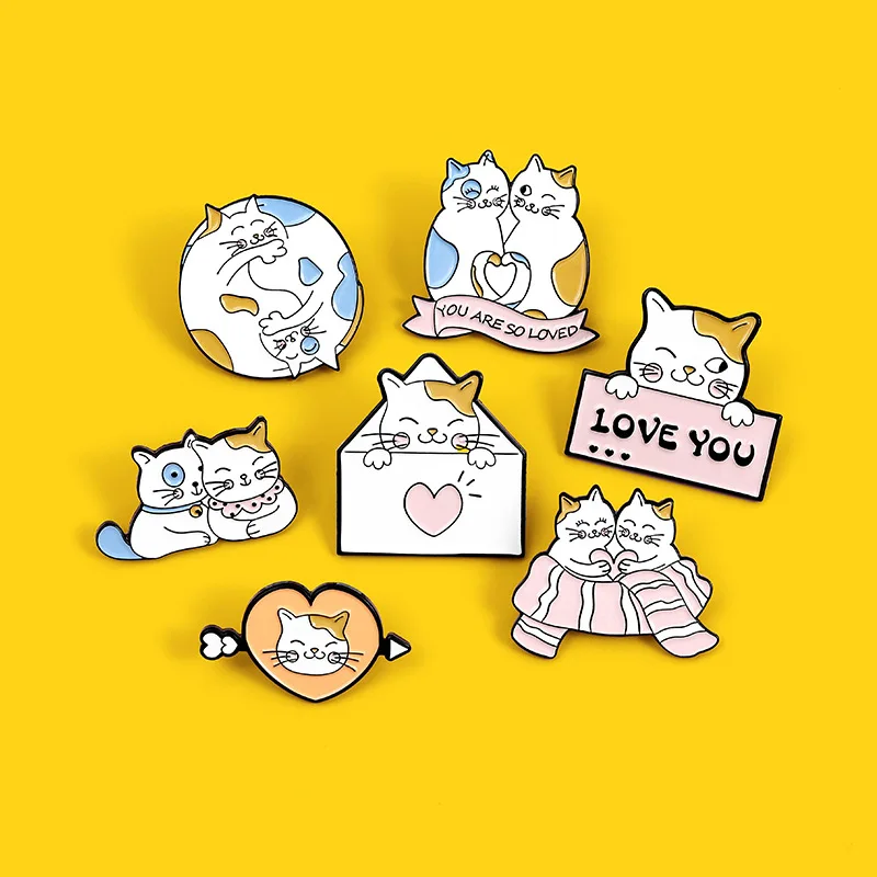 Корейская Милая брошь в виде кота из мультфильма для рюкзаков эмалированная