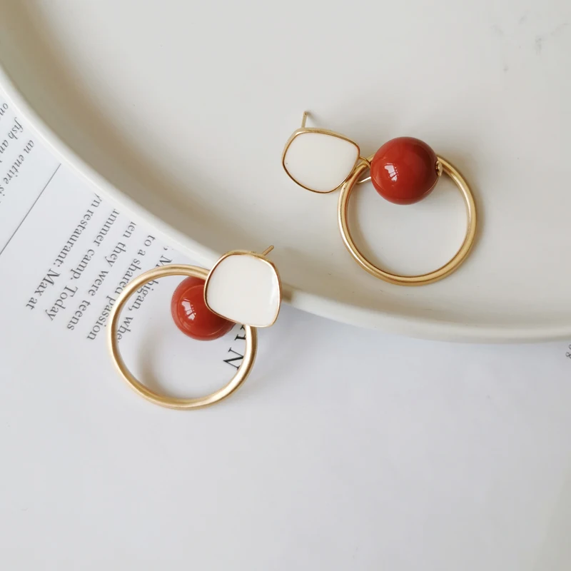 

SJBA-9 Women earrings South Korea temperament contrast color restoring ancient ways ms circular earrings earrings geometry