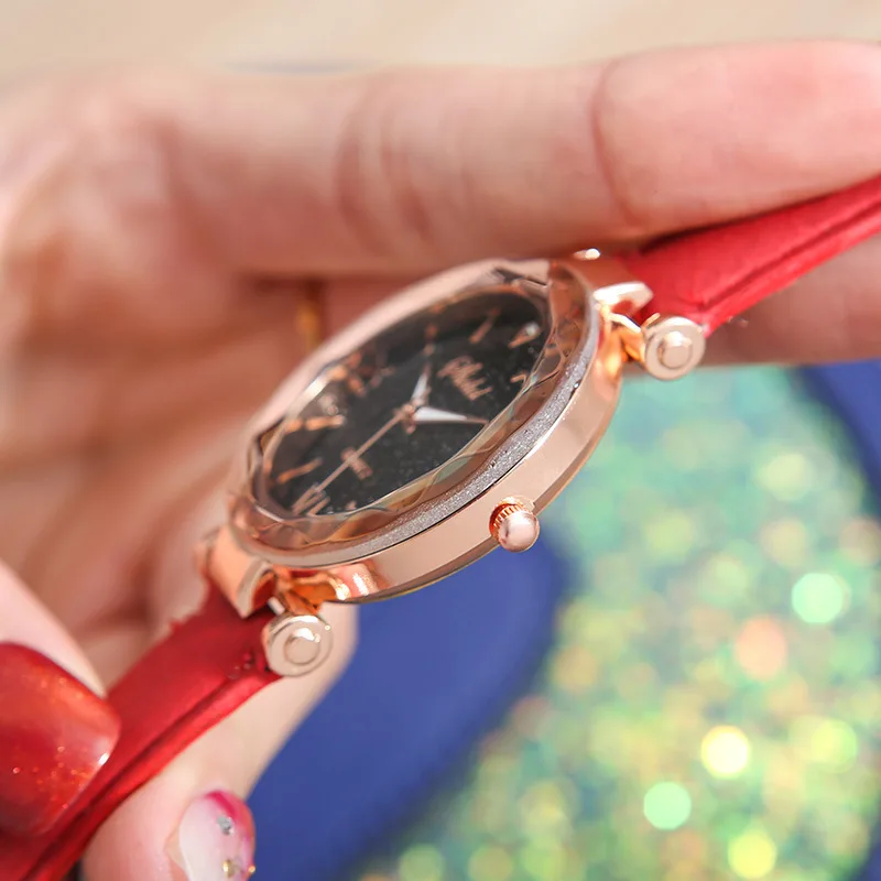 

Women Watch Rhinestone Romantic Starry Sky WristWatch Fashion Ladies Leather Watch Clock for Women Relogio Feminino Montre Femme