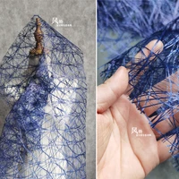 dark blue mesh fabric miyake style irregular disordered lines birds nest diy handicrafts decor creative fashion designer fabric