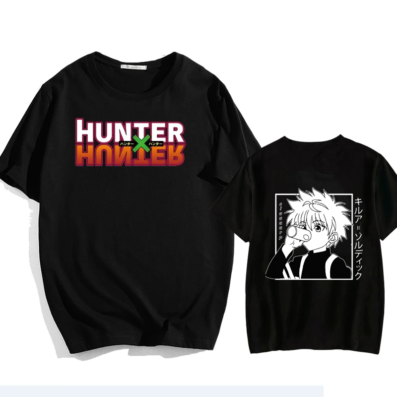 

Женская футболка, топы, Kawaii Hunter X футболка с изображением охотника, Killua Zoldyck, футболка с круглым вырезом, облегающая, мягкая, Аниме Манга футбо...
