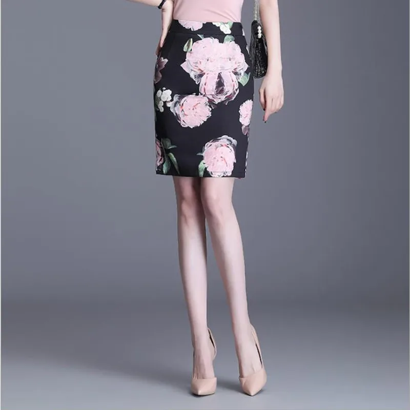 

Women's print skirt spring and summer 2021 new high waist slim one-step skirt