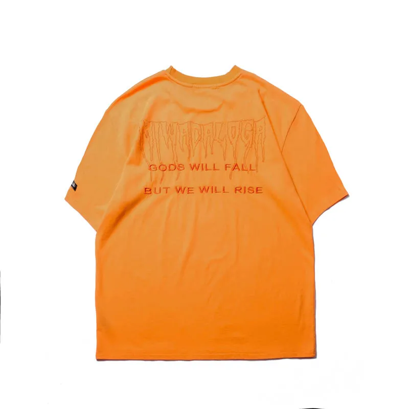 

UNCLEDONJM Yellow Letter embroidery oversized t shirt Hip Hop Streetwear 2021 Men Harajuku Cotton Summer Short Sleeve Tee ULSD33