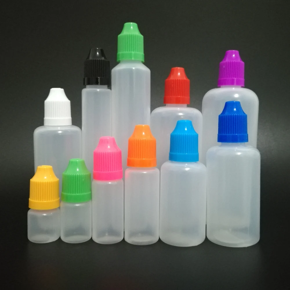 

5pcs 3/5/10/15/20/30/50/100/120ml Empty LDPE Plastic Dropper Bottles With Long Thin Tips and Childrproof Cap for E Liquid Juice