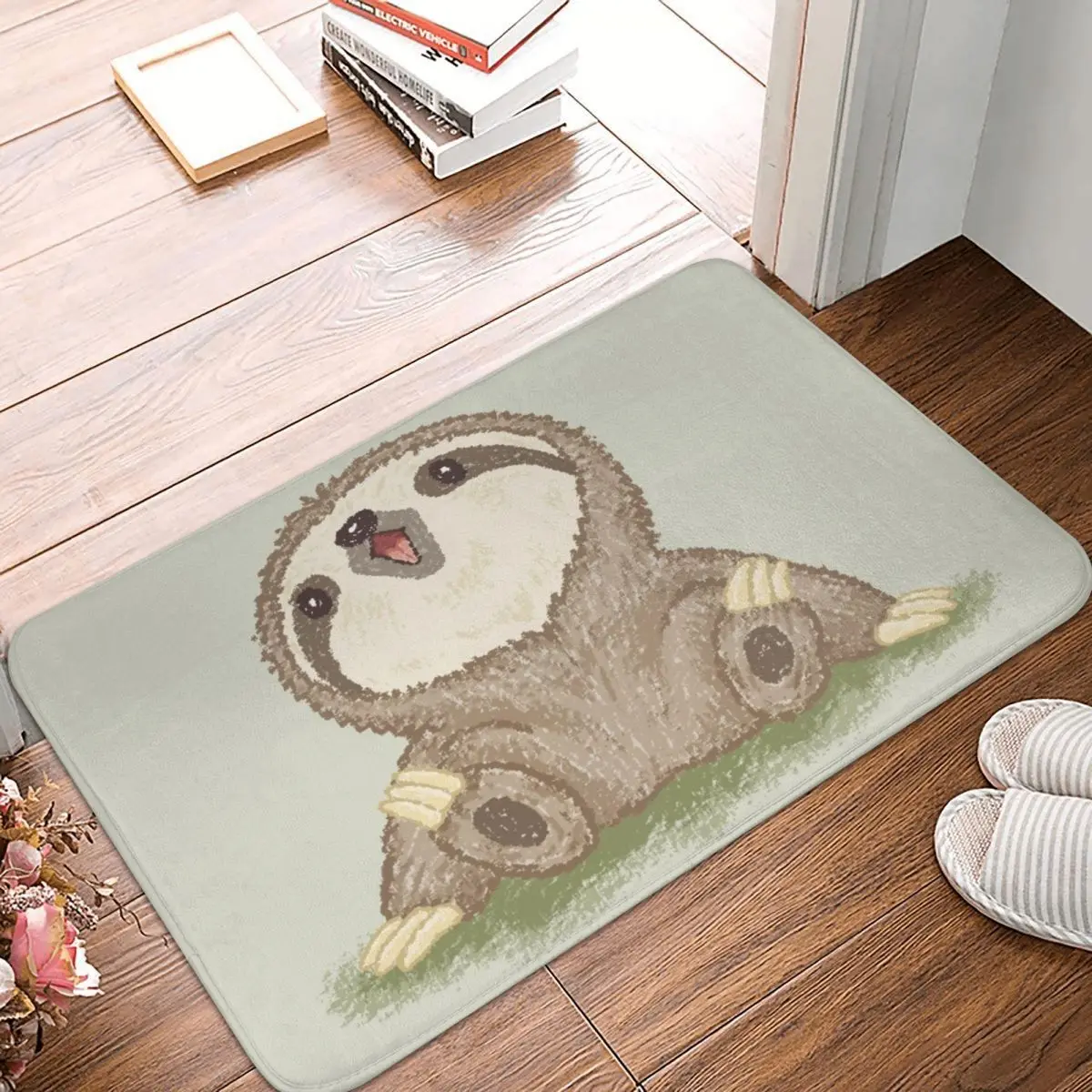 

Happy Sloth Doormat Carpet Mat Rug Polyester PVC Anti-slip Floor Decor Bath Bathroom Kitchen Living Room 40x60