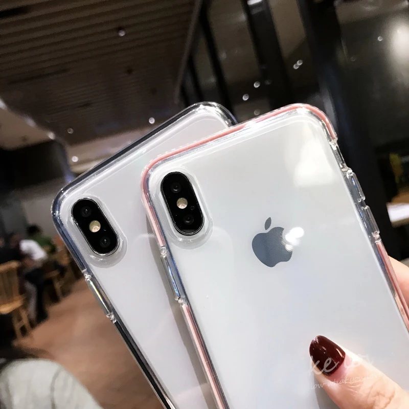 Цветная прозрачная задняя крышка для iPhone X XR XS MAX 10 7 8 6s 6 Plus прозрачный двухслойный