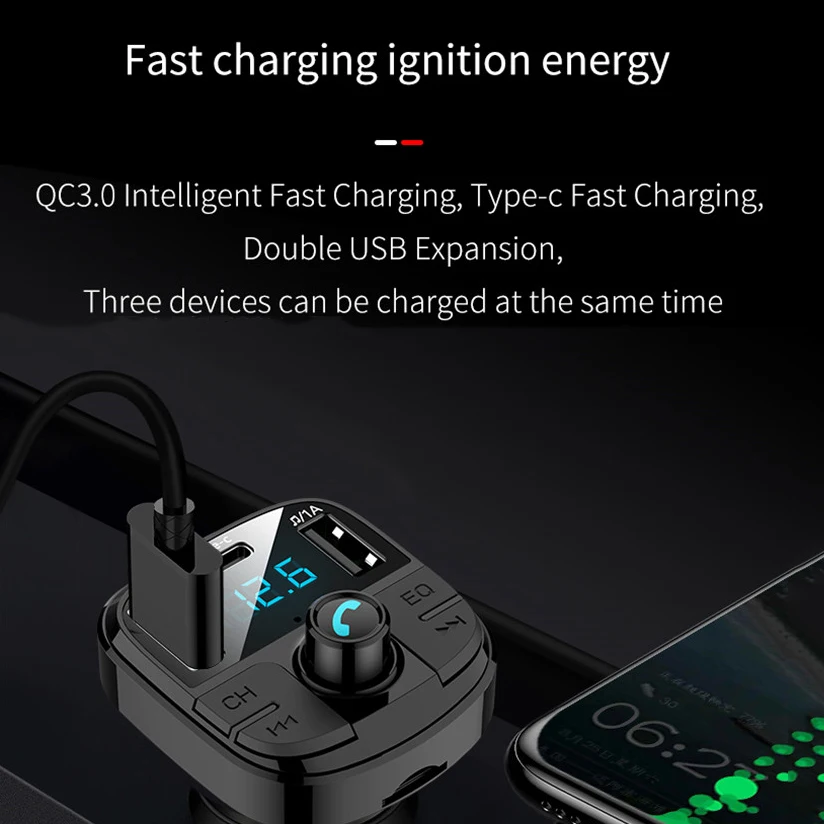 Автомобильный FM-передатчик Bluetooth 5 0 mp3-плеер беспроводной аудиоприемник громкой