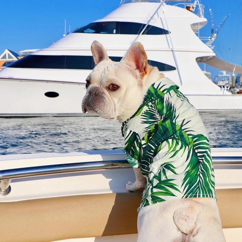 Ropa de verano para perros pequeños y grandes, camisa hawaiana fresca para Bulldog Francés, S-2XL, PC1499