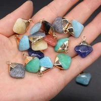 faceted natural semi precious stone pendants charms square shape pendants diy for jewelry making diy necklace size 18x22mm