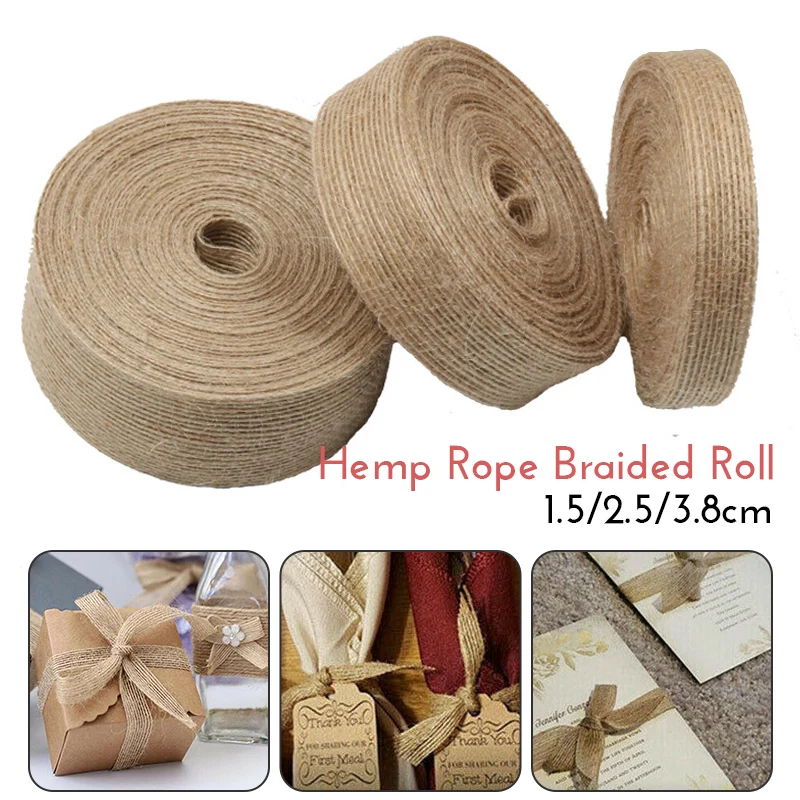 1-10Meters/Roll Natural Jute Ribbon Burlap Vintage Rustic Wedding Party Christmas Decor DIY Crafts Gift Package Home Decor Boho