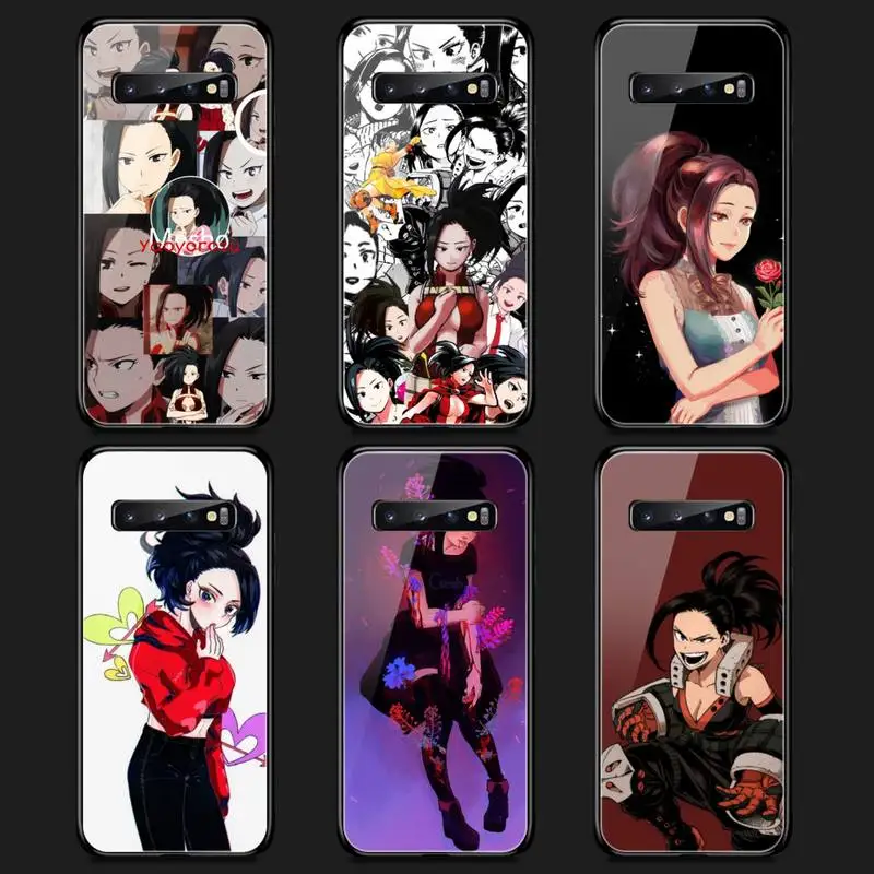 

For Samsung Glass Momo Yaoyorozu Phone Case Tempered Glass For Samsung S20 Plus S7 S8 S9 S10E Plus Note 8 9 10 Plus A7 2018 Case