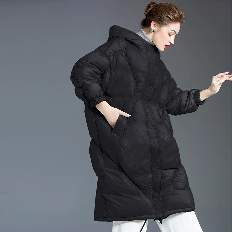 90% For 2021 Oversized Thick White Duck Down Asymmetric Zipper Warm Women Coats and Jackets Winter