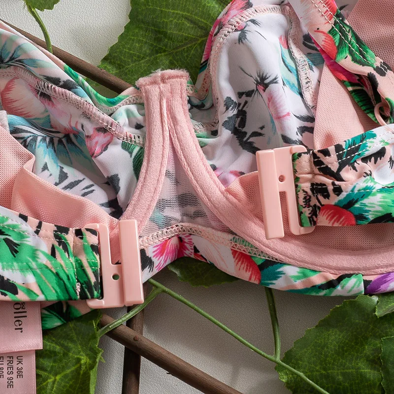 

Summer Flower Two Piece Sets Bikinis For Big Chest Women Fashion Push Up Chest Print 2 Piece Set Swimwear Bikin 2021