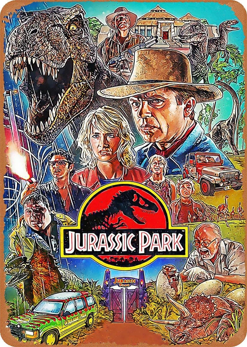 

Jurassic Park Tin Sign Dinosaur Wall Stickers Decor Metal Plate Bar Garden Decoration Teen Room Decoration Decorative Posters