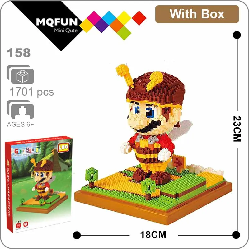 LNO 158 With Box LNO, аниме, японская игра, Супер Марио, Луиджи, Йоши, монстр, пожарная пчела, Марио, сделай сам, фигурки, мини-конструктор, алмазная мини-игрушка - Цвет: LNO 158 With Box