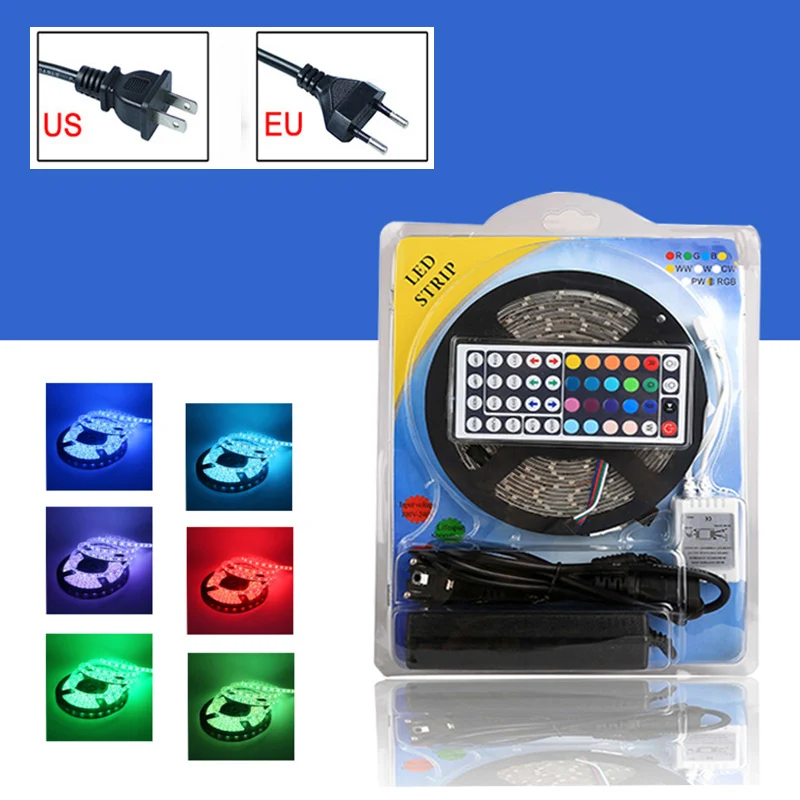 300 светодиодный SMD 2835 5050 RGB гибкий линейный свет + пульт постоянного тока 12 В