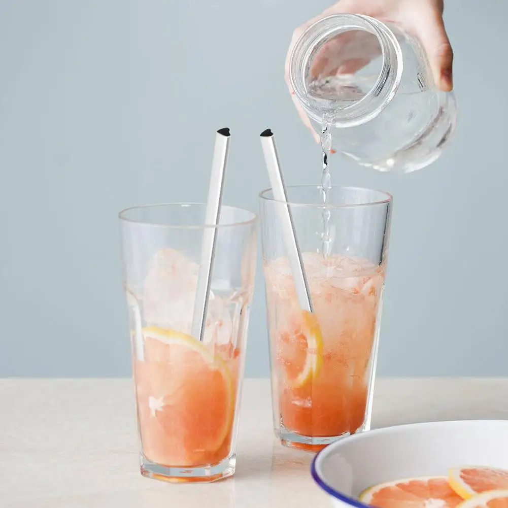 5 шт./компл. соломинка из нержавеющей стали в форме сердца многоразовая для