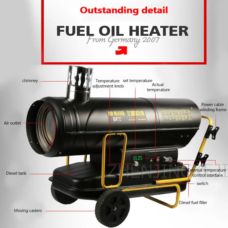 Промышленный топливный отопительный вентилятор 30 кВт с дымовой камерой