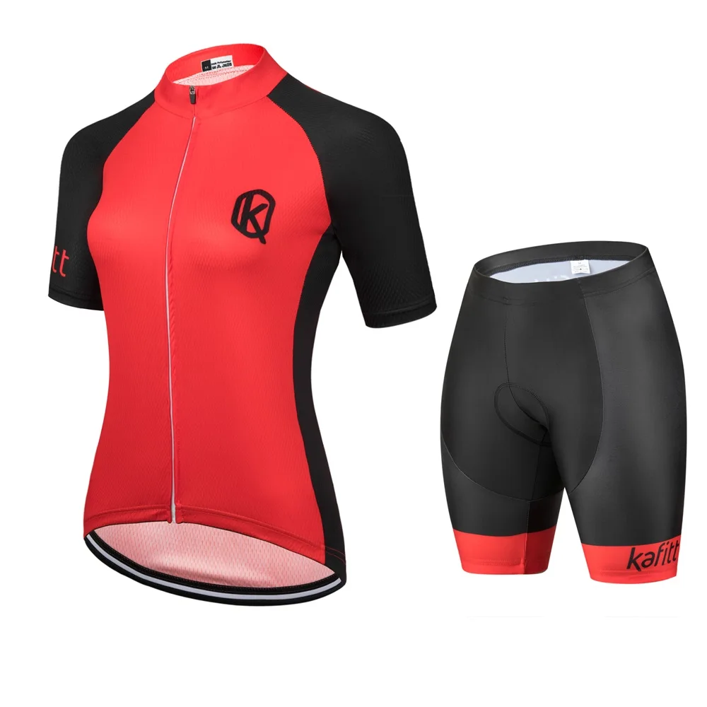 

2021 Pro Team Kafitt Red Cycling Jersey Short Sleeve Set Bike Clothing Ropa Ciclism Bicycle Wear Clothes Women's Maillot Culott