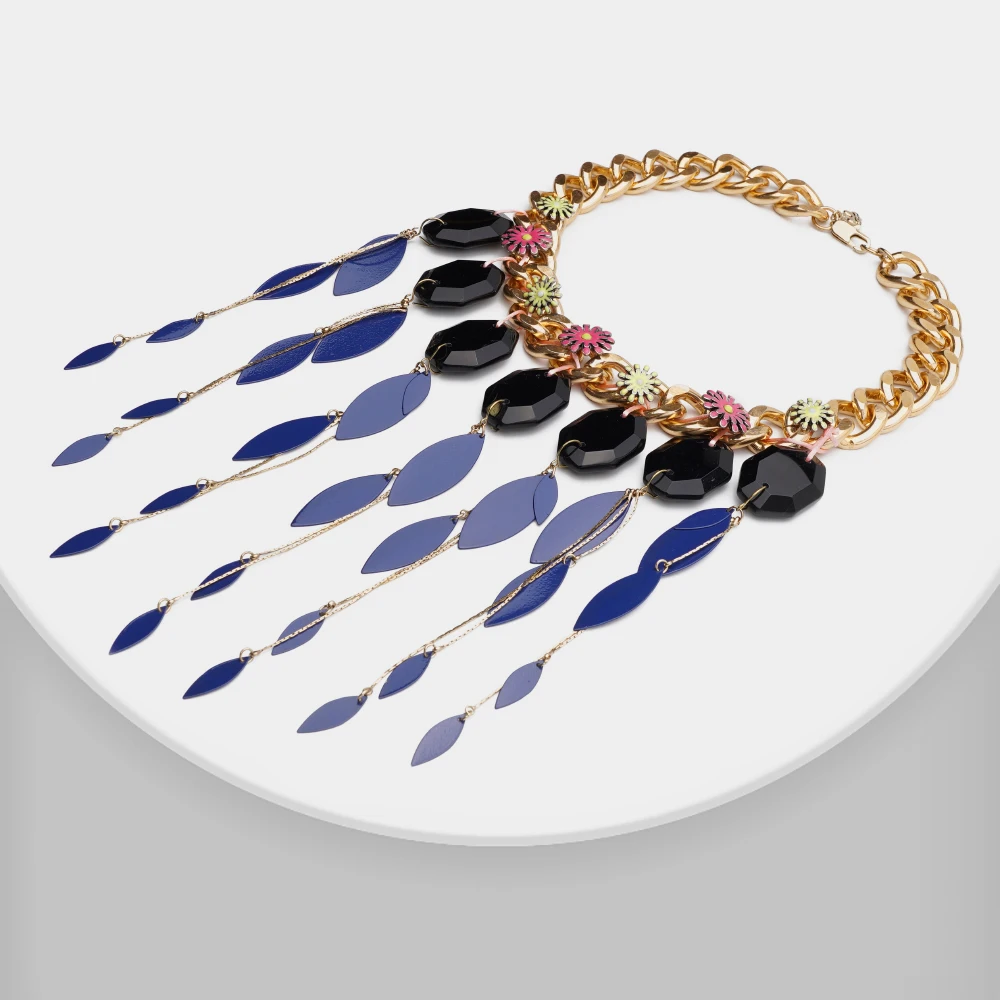 Ожерелье-цепочка женское с акриловой кисточкой J41 | Украшения и аксессуары