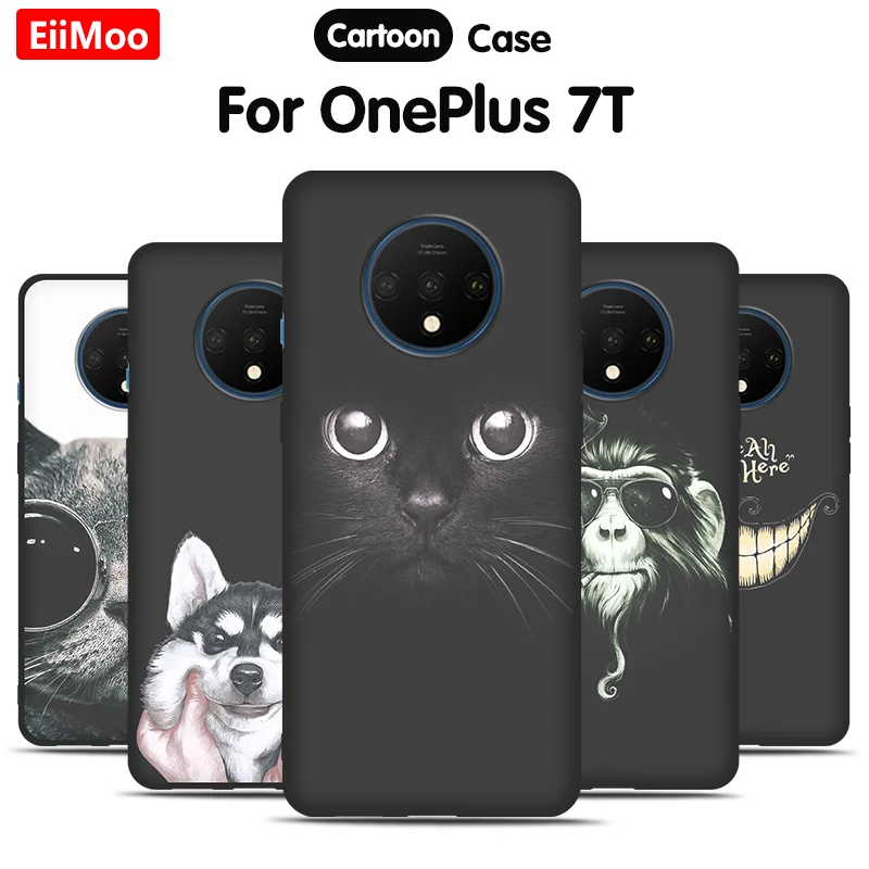 Чехол-накладка EiiMoo для Oneplus 7T силикон ТПУ матовый черный чехол 1 + Oneplus7T | Мобильные