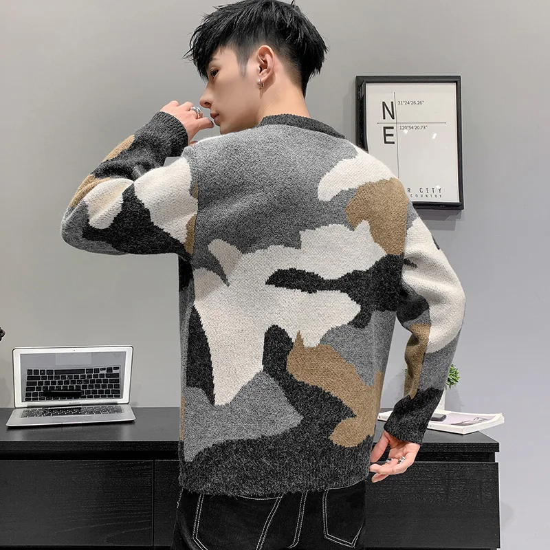 

men's Korean fashion camouflage clothes extra thick sweater Bottoming shirt