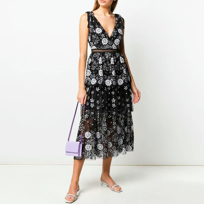 JSXDHK новые весенне летние Подиумные вечерние платья Автопортрет женское черное