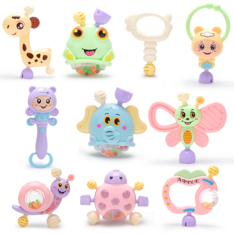 

10Pcs/Set Portable Baby Rattles Teether Shaker Grab & Spin Rattle Toy Set