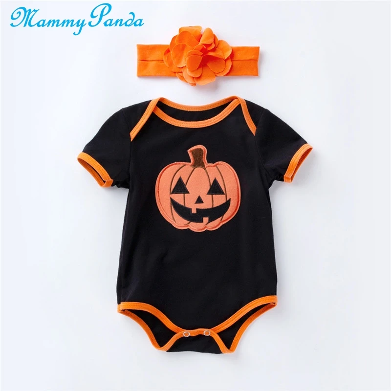 Хеллоуин Тыква Ведьма младенческой девочка мальчик ребенок тело костюм