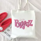 Женская сумка-тоут Bratz в стиле Харадзюку с блестящими буквами, повседневная женская сумка с мультипликационным принтом Kpop, забавная модная Холщовая Сумка на плечо Y2k