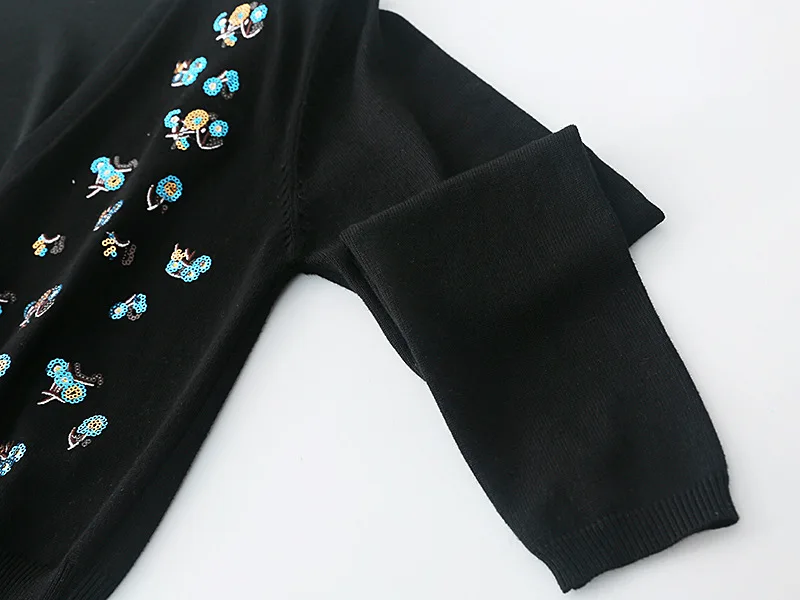 

Autumn Luxury Women Knitted Cardigan Designer Sequin Embroidery Hip Hop Style Vintage V Neck Tops Sweater Female Outerwear