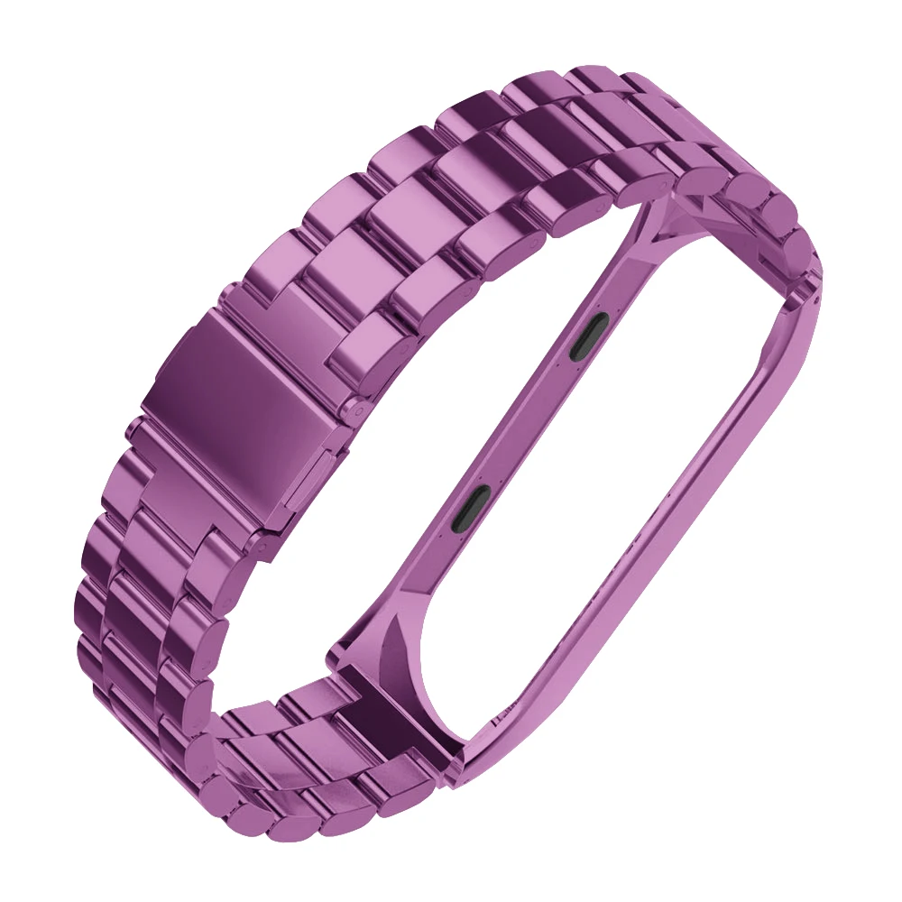purple Новинка, из нержавеющей стали ремешок на запястье аксессуары для Xiaomi mi группа 3 группа 4 Металла Смарт Браслет для mi Band 3 4 - Цвет: purple