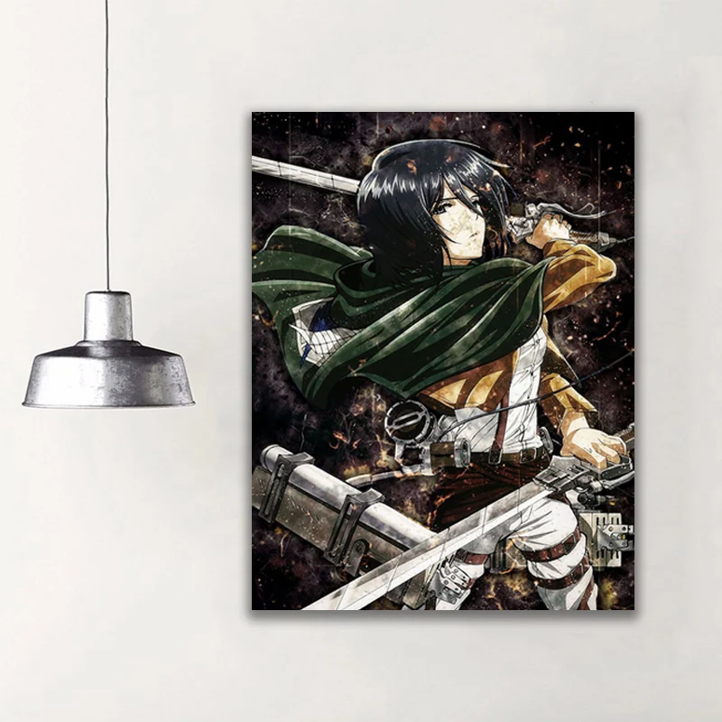 

HD Printed Wall Art Attack on Titan Canvas Painting Home Decor Mikasa Poster Bedroom Bedside Background Modular Anime Pictures