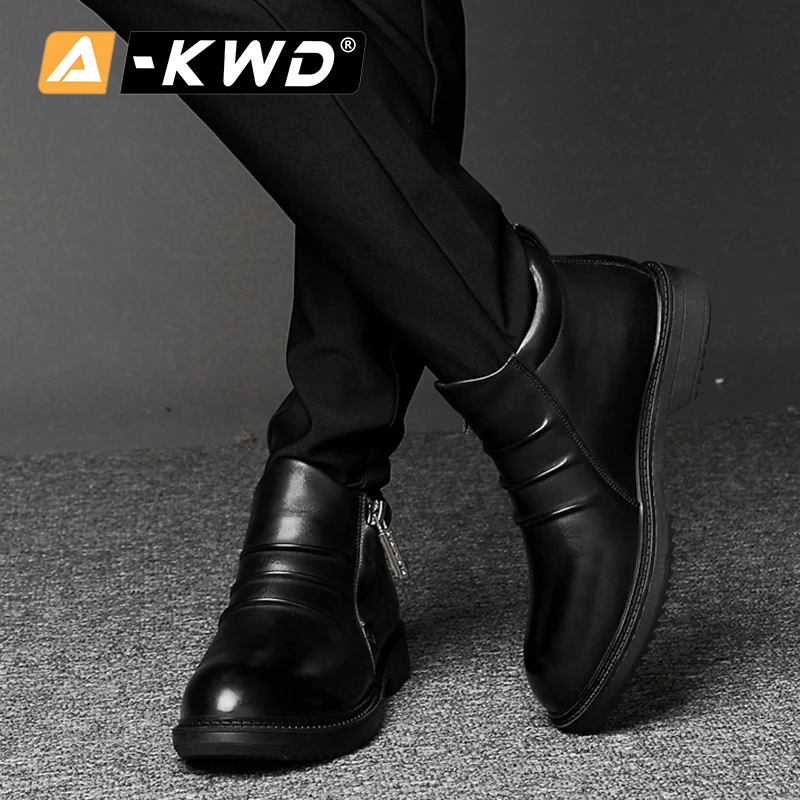 Модные деловые туфли на молнии повседневная обувь с высоким верхом мужская из