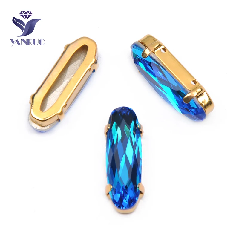 Capri Blue YANRUO 4161, удлиненные Стразы для багета, хрустальные причудливые камни с когтями, K9 точечные Стразы для рукоделия - Цвет: Capri Blue
