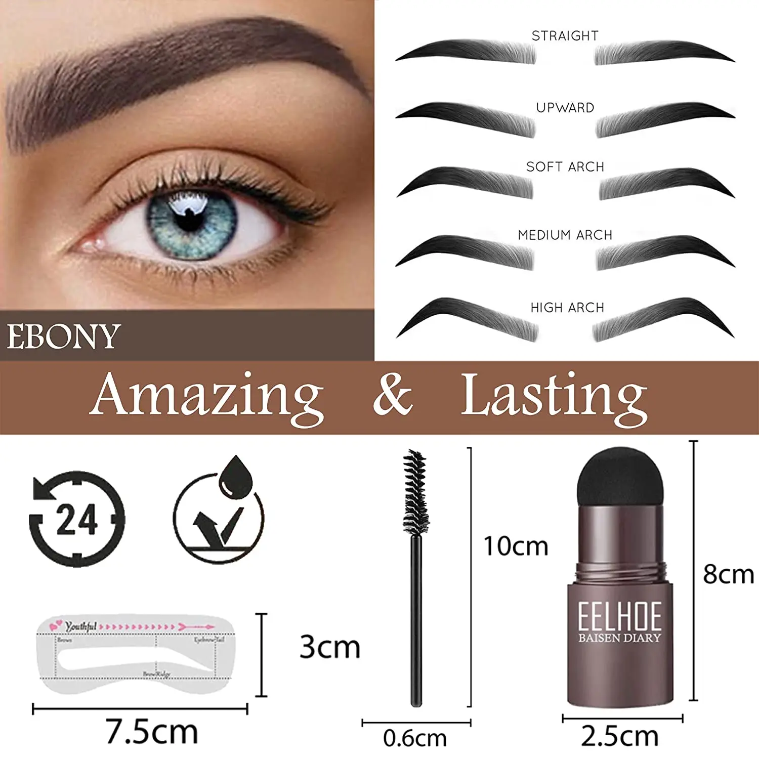 Eyebrow Shaping Kit Stamp Pencil and 5 Pairs Brow Stencils Pen Cosmetics Waterproof Natural Color Eye Makeup Tools | Красота и