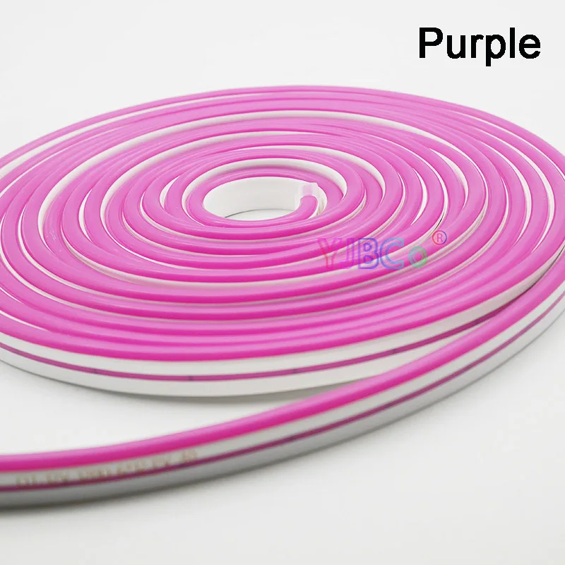 Purple 5 м/лот, 120 светодиодов/м, гибкая светодиодная лента, неоновая лента SMD 2835, светильник из мягкой веревки, Кремниевая резиновая трубка, уличный водонепроницаемый светильник DC12V - Испускаемый цвет: Purple