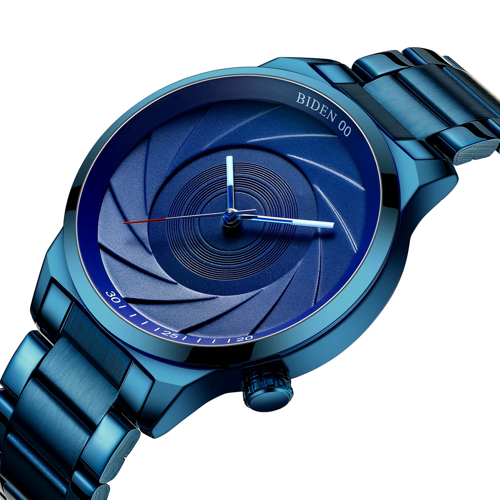 

BIDEN Creative Mens Watches 2019 Fashion Blue Swirl Stainless Steel Quartz Relogio Masculino Top Brand Luxury Unique Wrist Watch