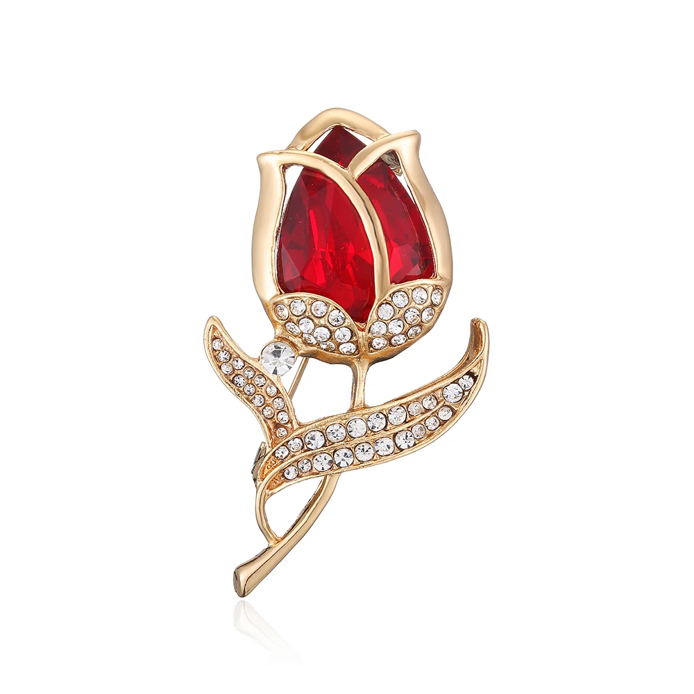 

APSVO Elegant Rhinestone Grass Magnolia Flower Brooches for Women Weddings Bouquet Enamel Brooch Pins New Plant Costume Jewelry