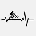 Велосипедный горный велосипед шлем сердцебиение переводная картинка виниловая чернаясеребряная Автомобильная наклейка 16,9*7,9 см
