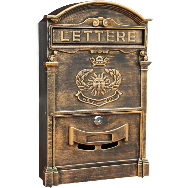 

Heavy Aluminium Lockable Secure Mail Letter Post Box Mailbox Postbox Retro Metal Mail Box Garden Ornament HW007