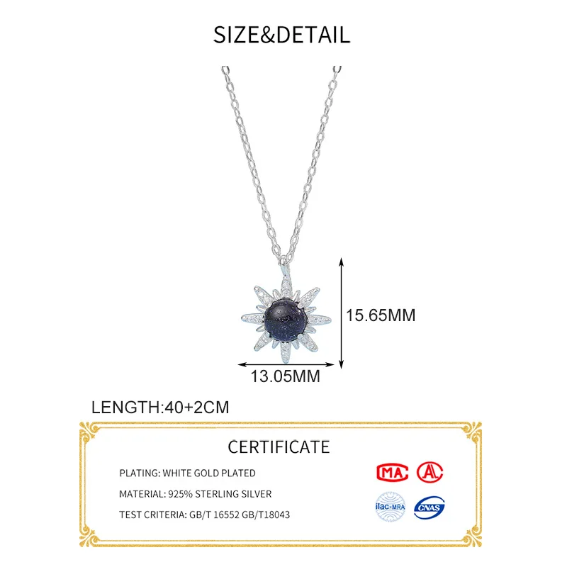 

Real 925 Sterling Silver Zircon Star Pendant Necklace For Fashion Women Party Hiphop Fine Jewelry Geometric Accessories