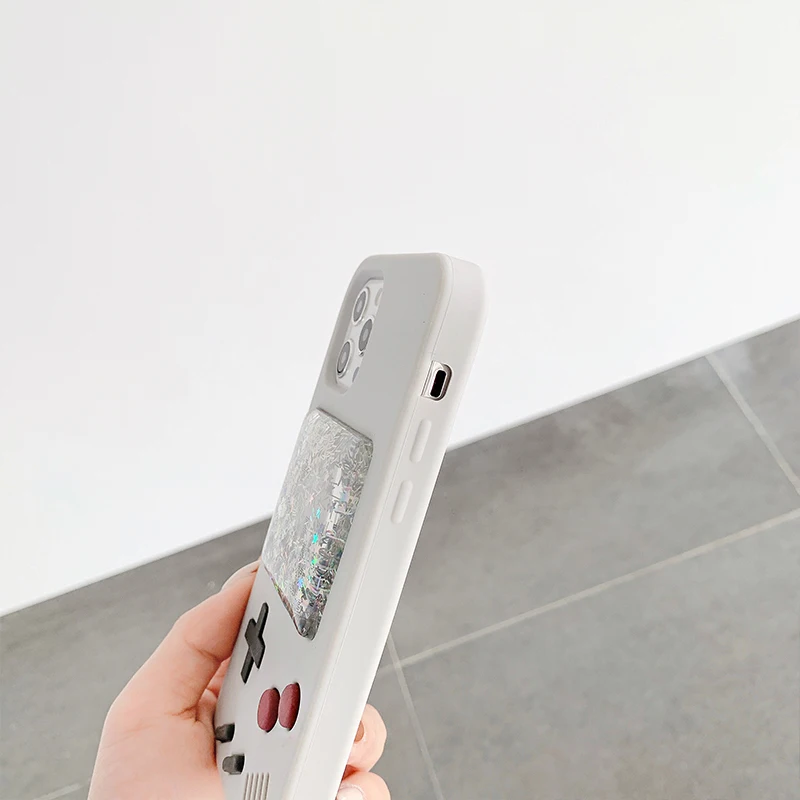 

Glitter liquid quicksand simulation game soft Silicone Phone case For iphone 12 11 pro max mini XS max XR X SE20 7 8 Cute Cover